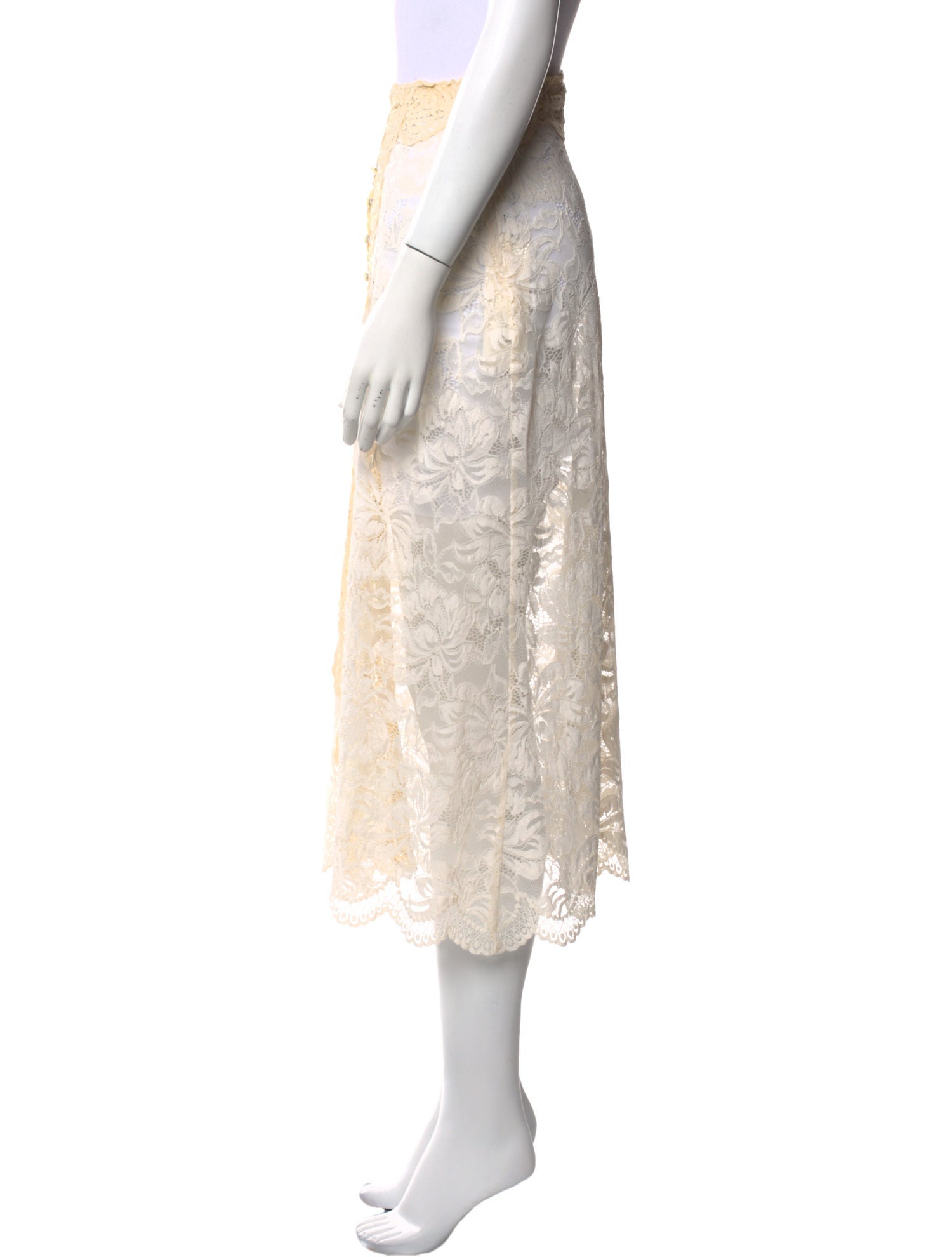 Paco Rabanne Lace Trim Embellishment Midi Length Skirt