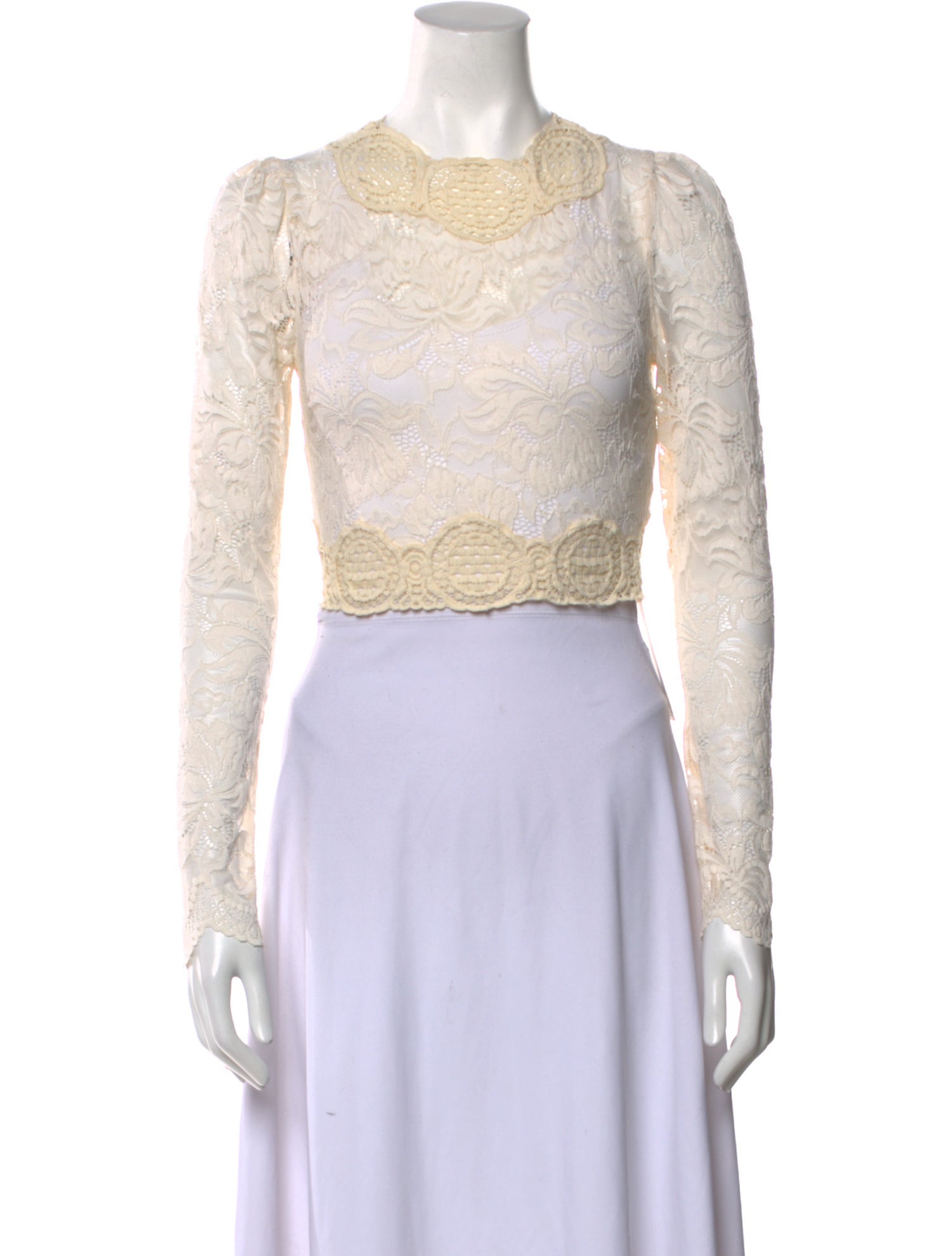 Paco Rabanne Lace Pattern Crew Neck Crop Top