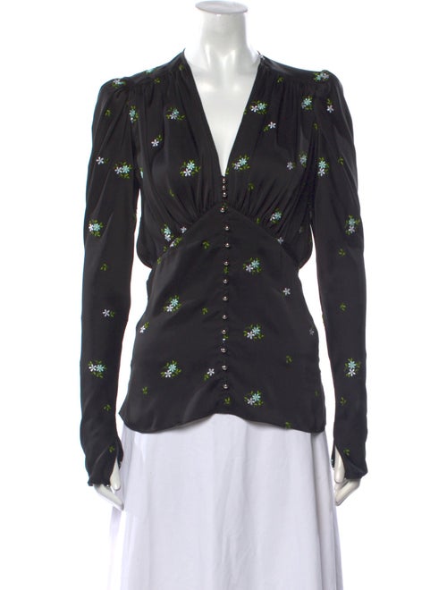 Paco Rabanne Printed V-Neck Button-Up Top