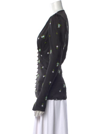 Paco Rabanne Printed V-Neck Button-Up Top