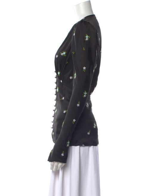 Paco Rabanne Printed V-Neck Button-Up Top