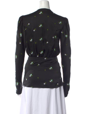 Paco Rabanne Printed V-Neck Button-Up Top