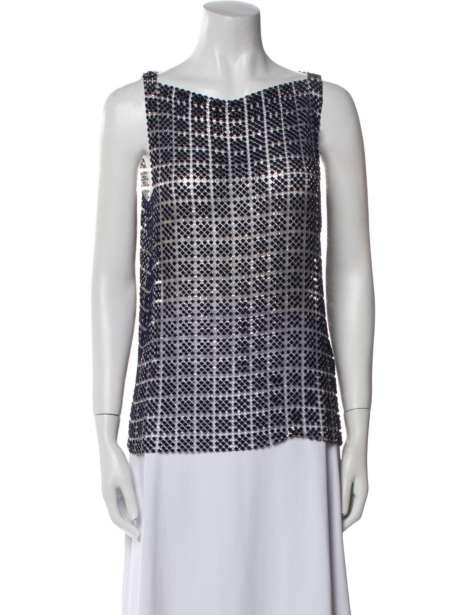 Paco Rabanne Printed Bateau Neckline Top