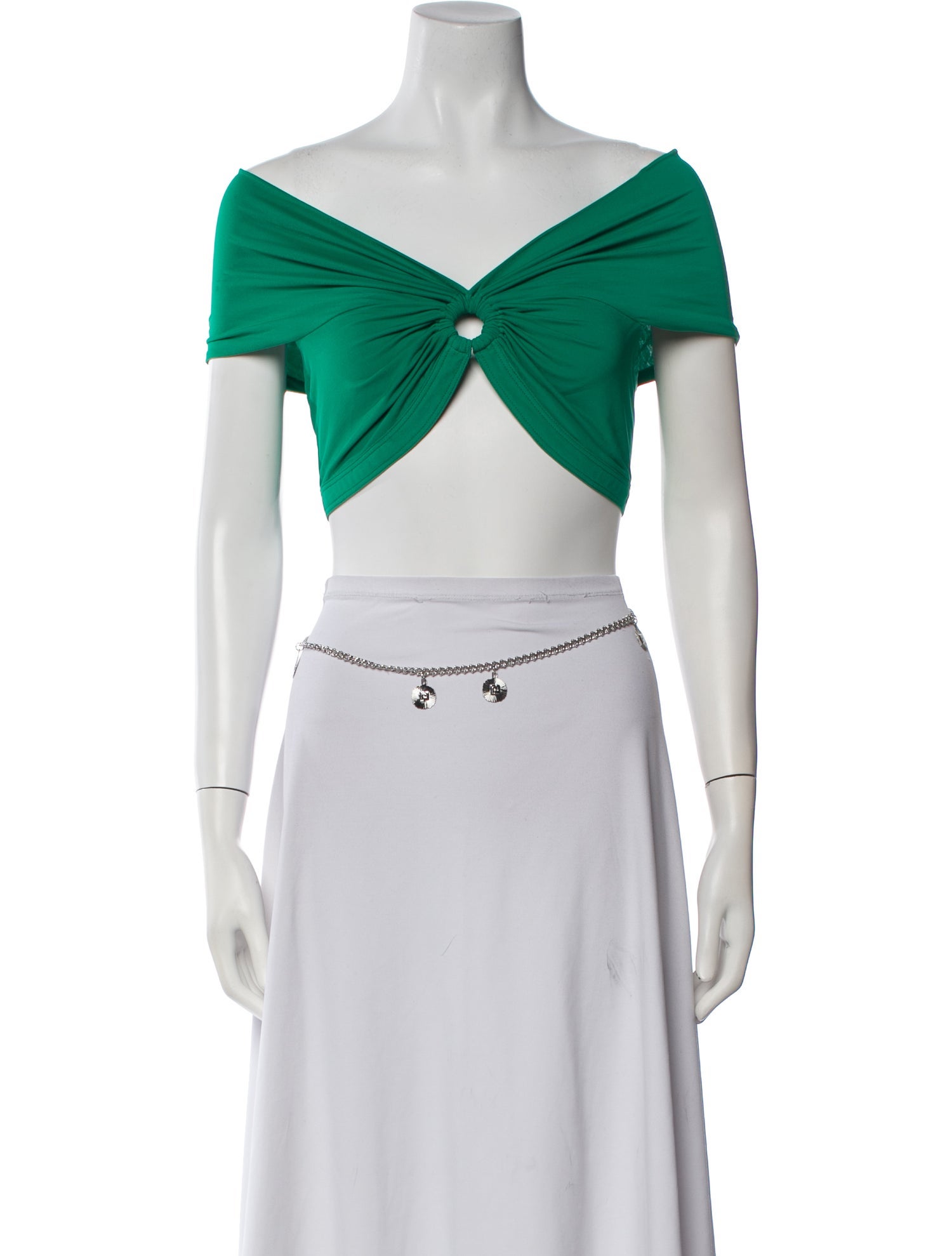 Paco Rabanne Off-The-Shoulder Short Sleeve Crop Top