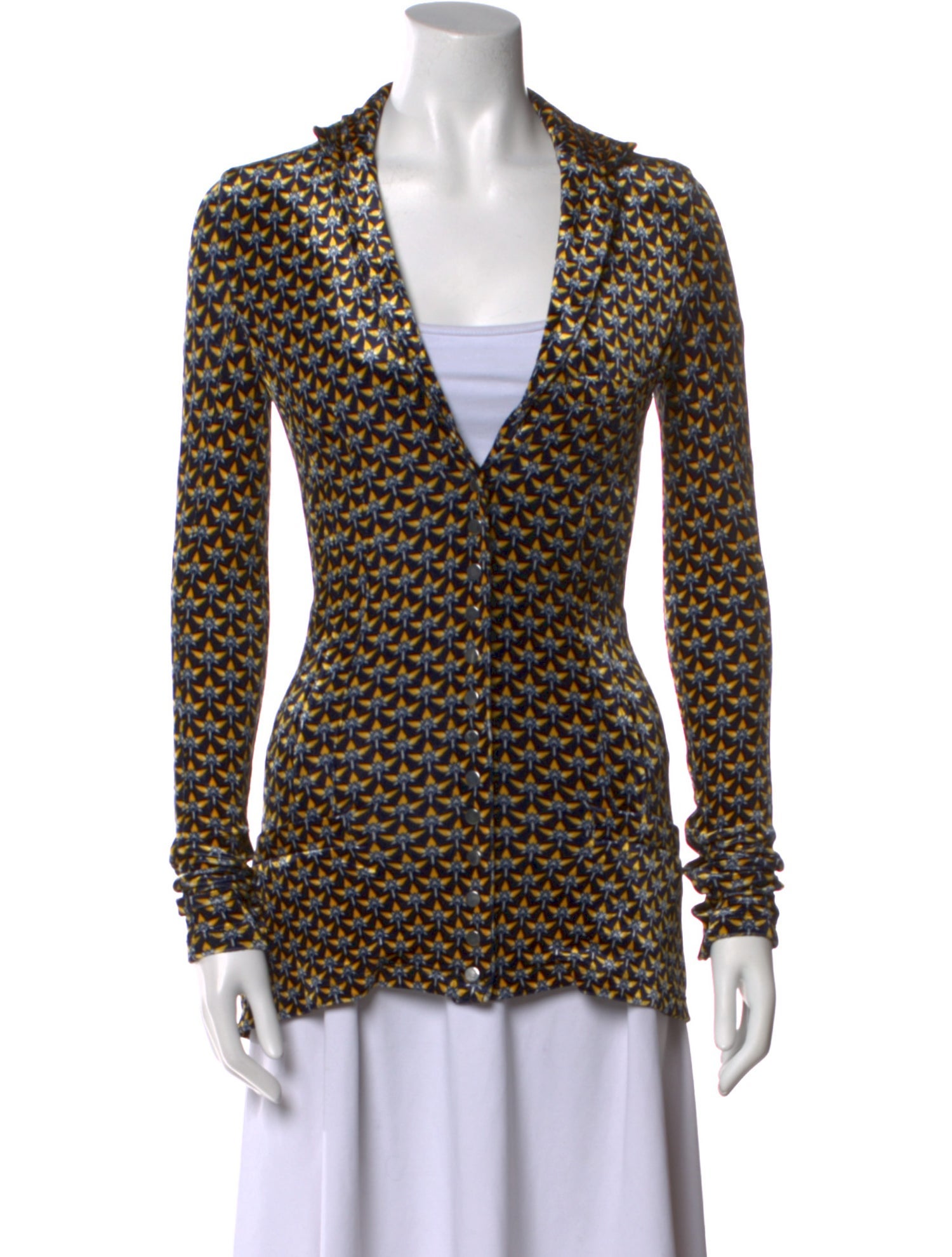 Paco Rabanne Printed V-Neck Blouse