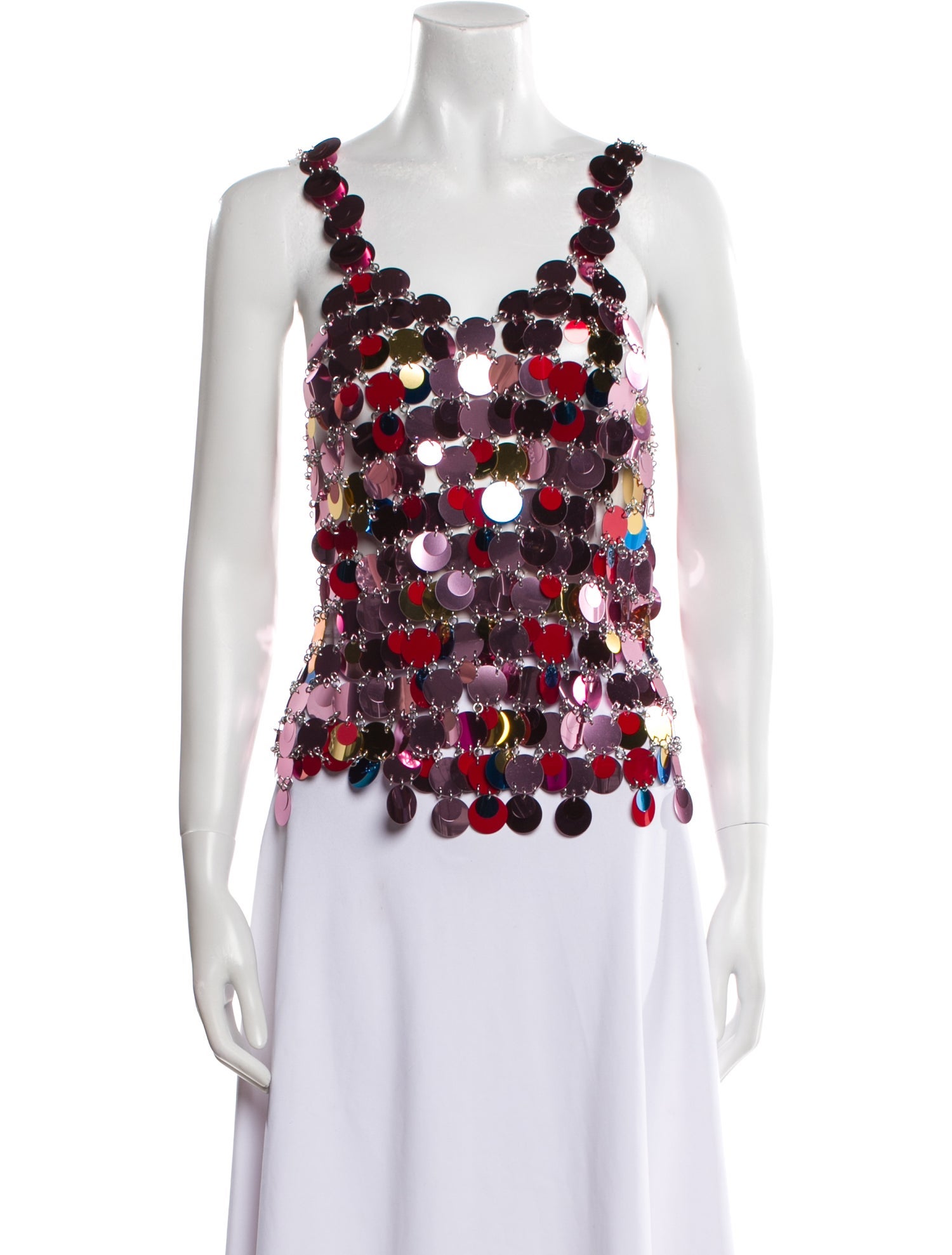 Paco Rabanne Floral Print V-Neck Crop Top w/ Tags