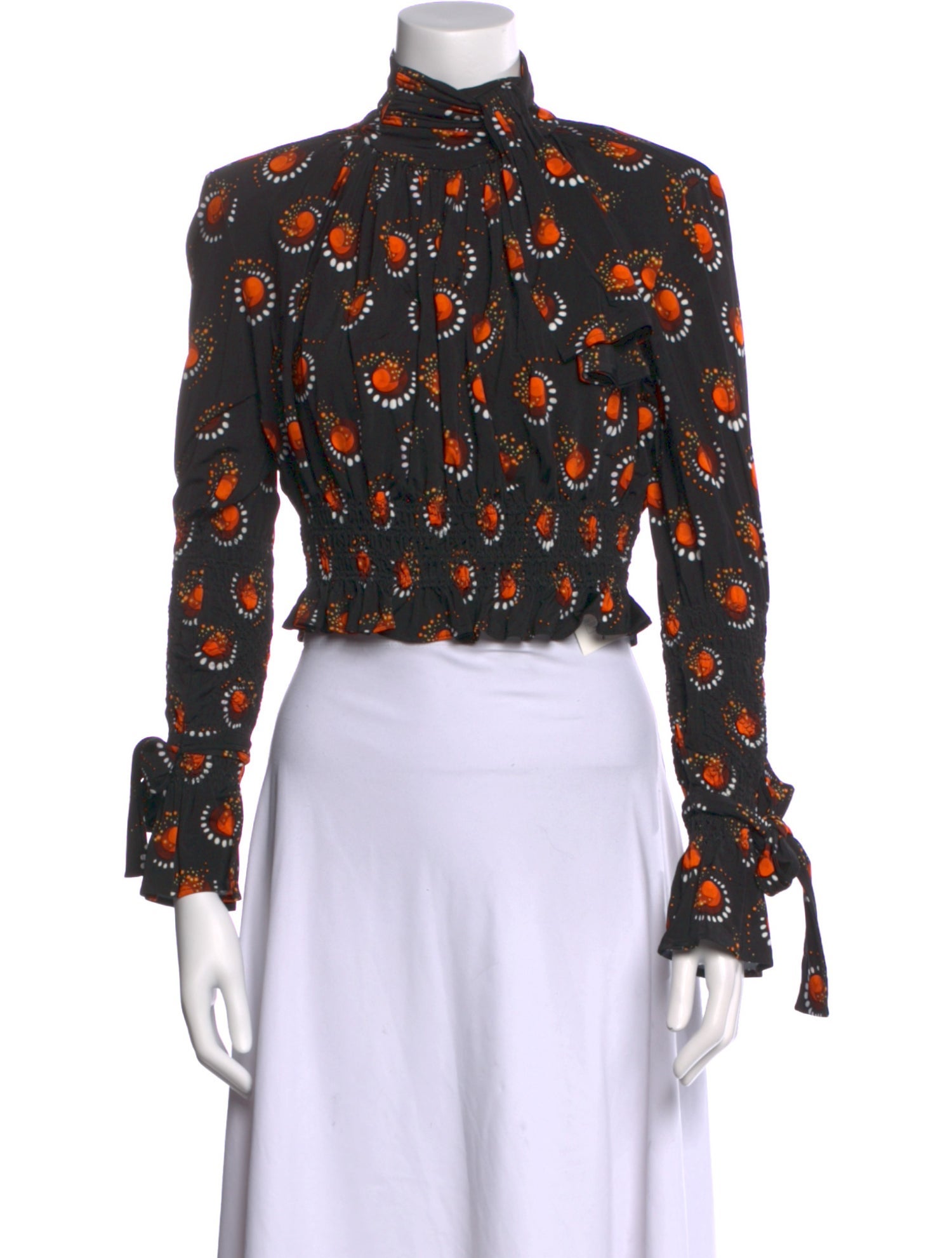 Paco Rabanne Floral Print Mock Neck Crop Top