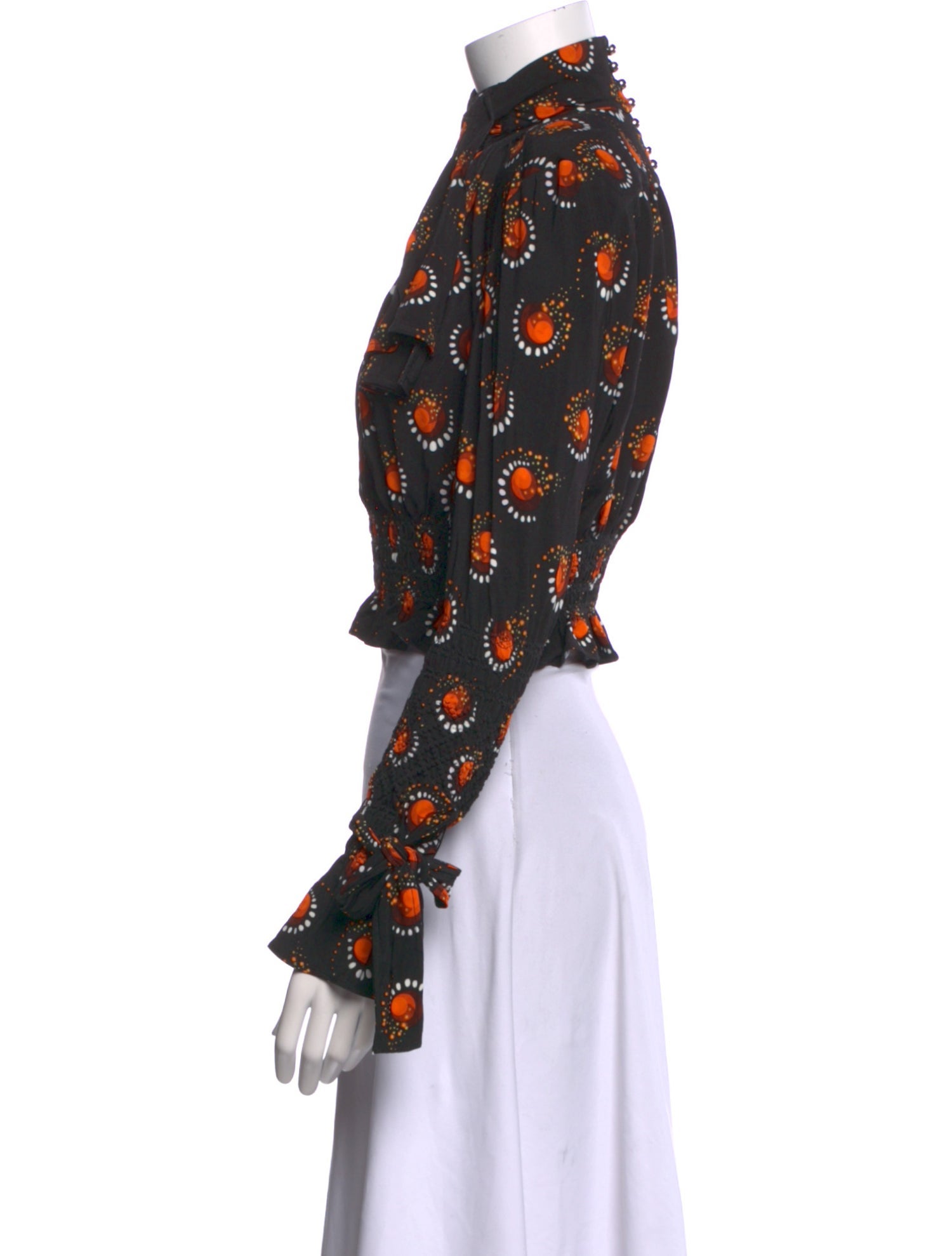 Paco Rabanne Floral Print Mock Neck Crop Top