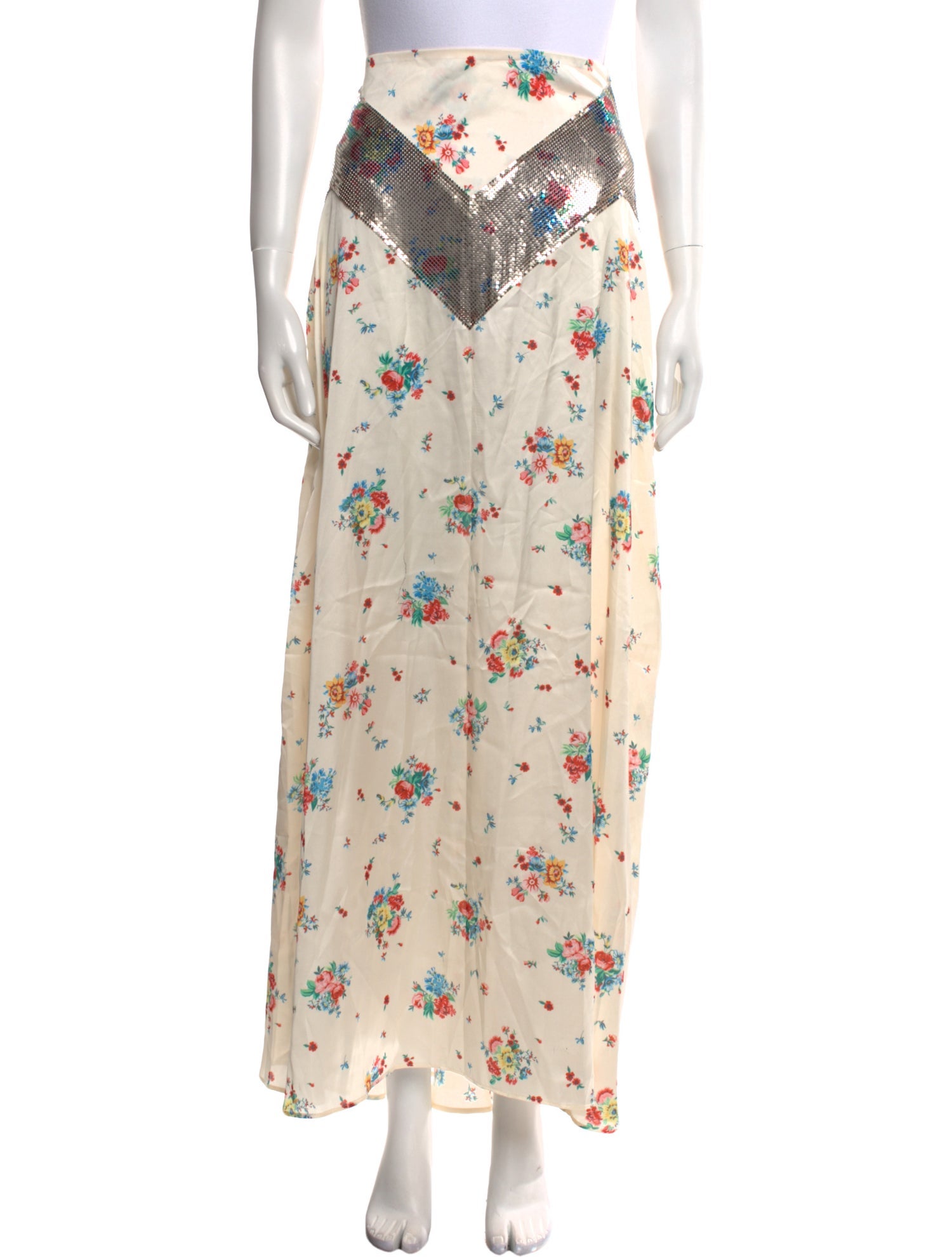 Paco Rabanne Floral Print Long Skirt