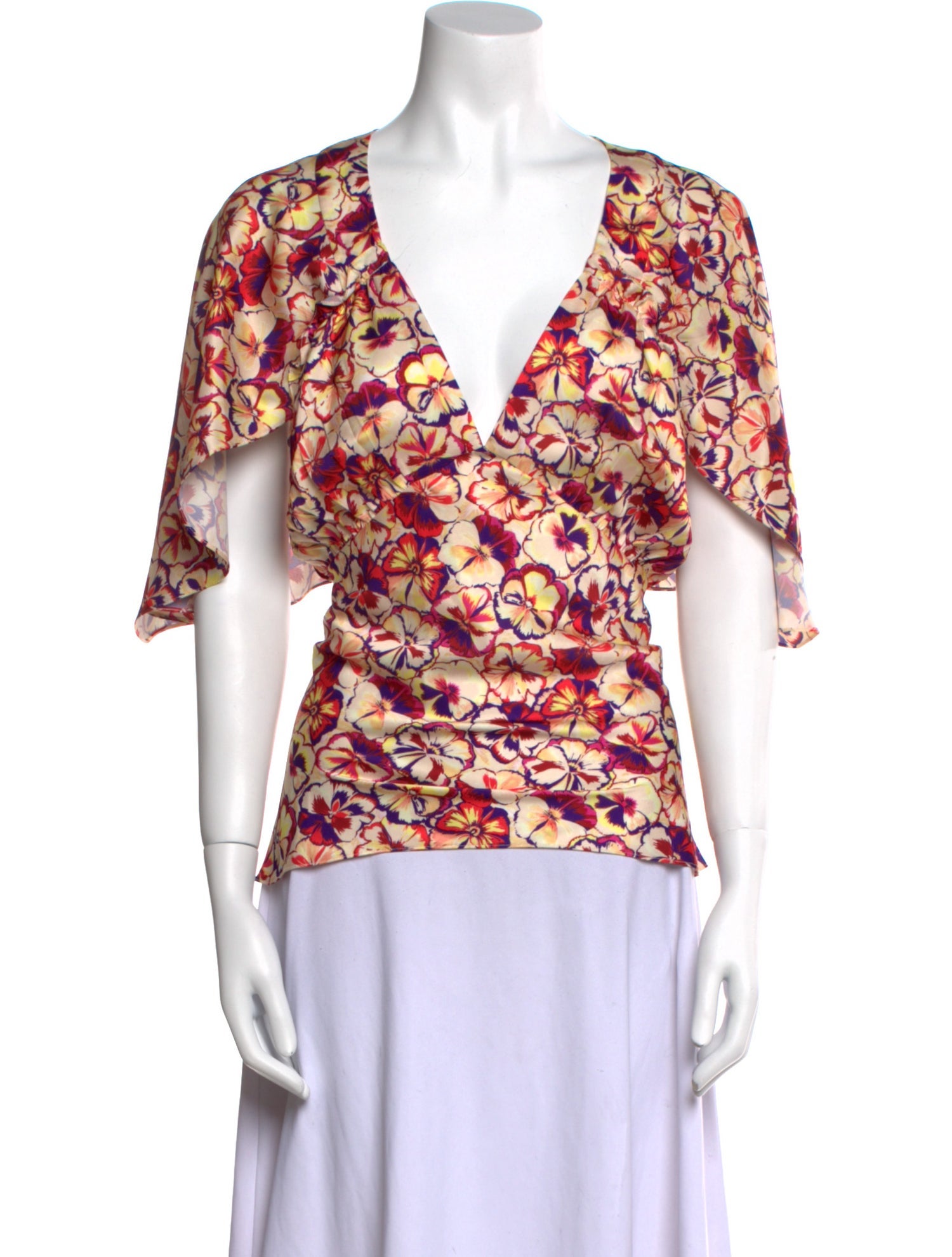 Paco Rabanne Floral Print V-Neck Blouse