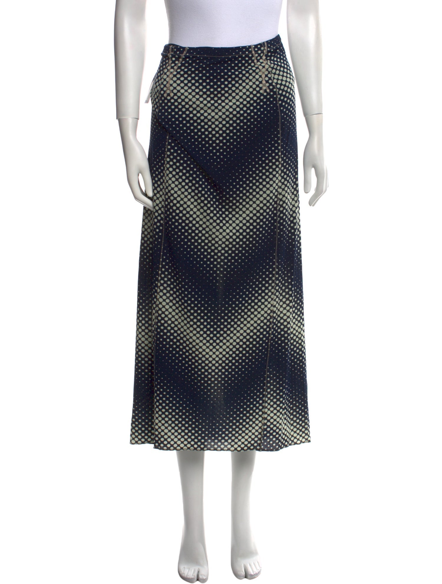 Paco Rabanne Polka Dot Print Midi Length Skirt