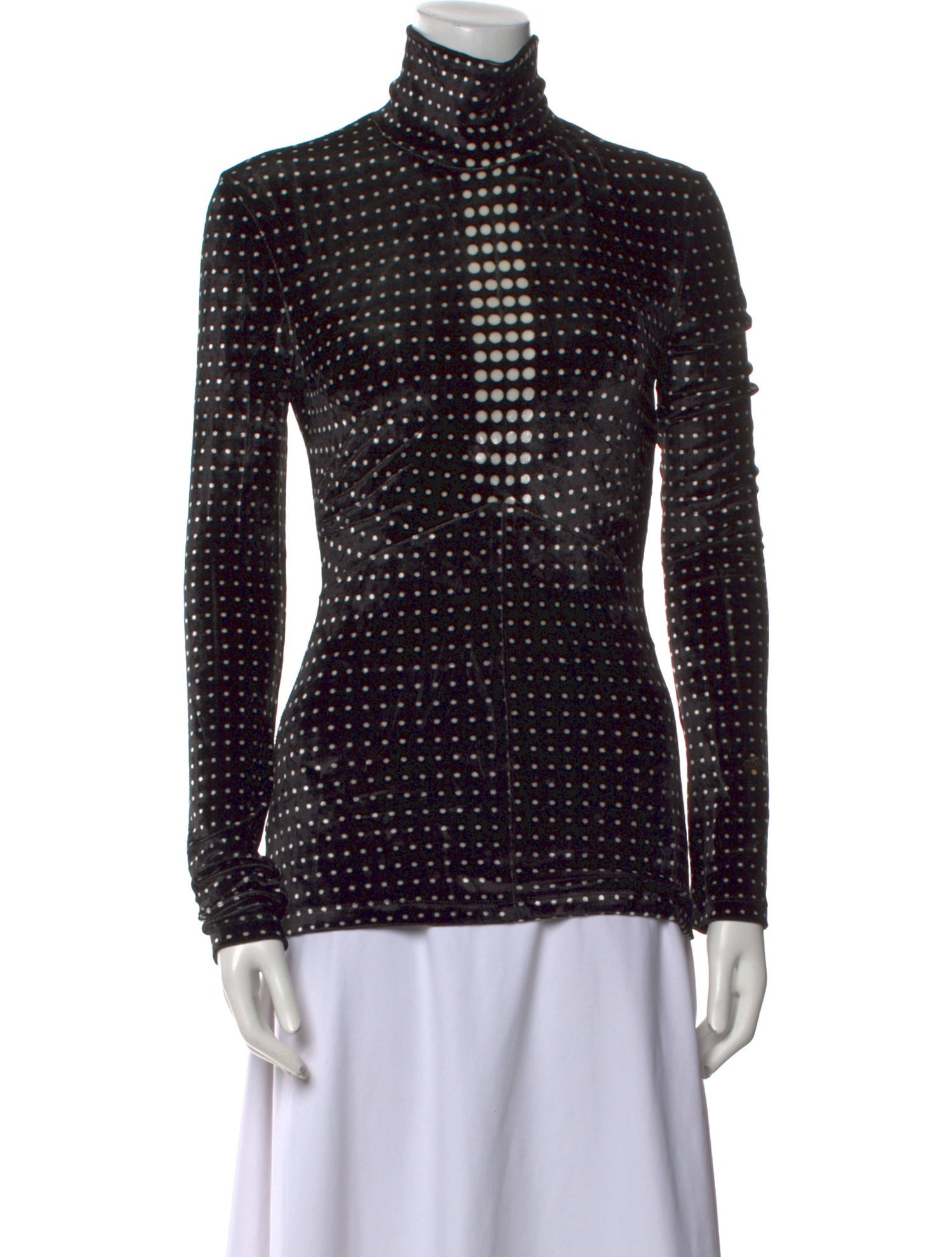 Paco Rabanne Polka Dot Print Mock Neck Top