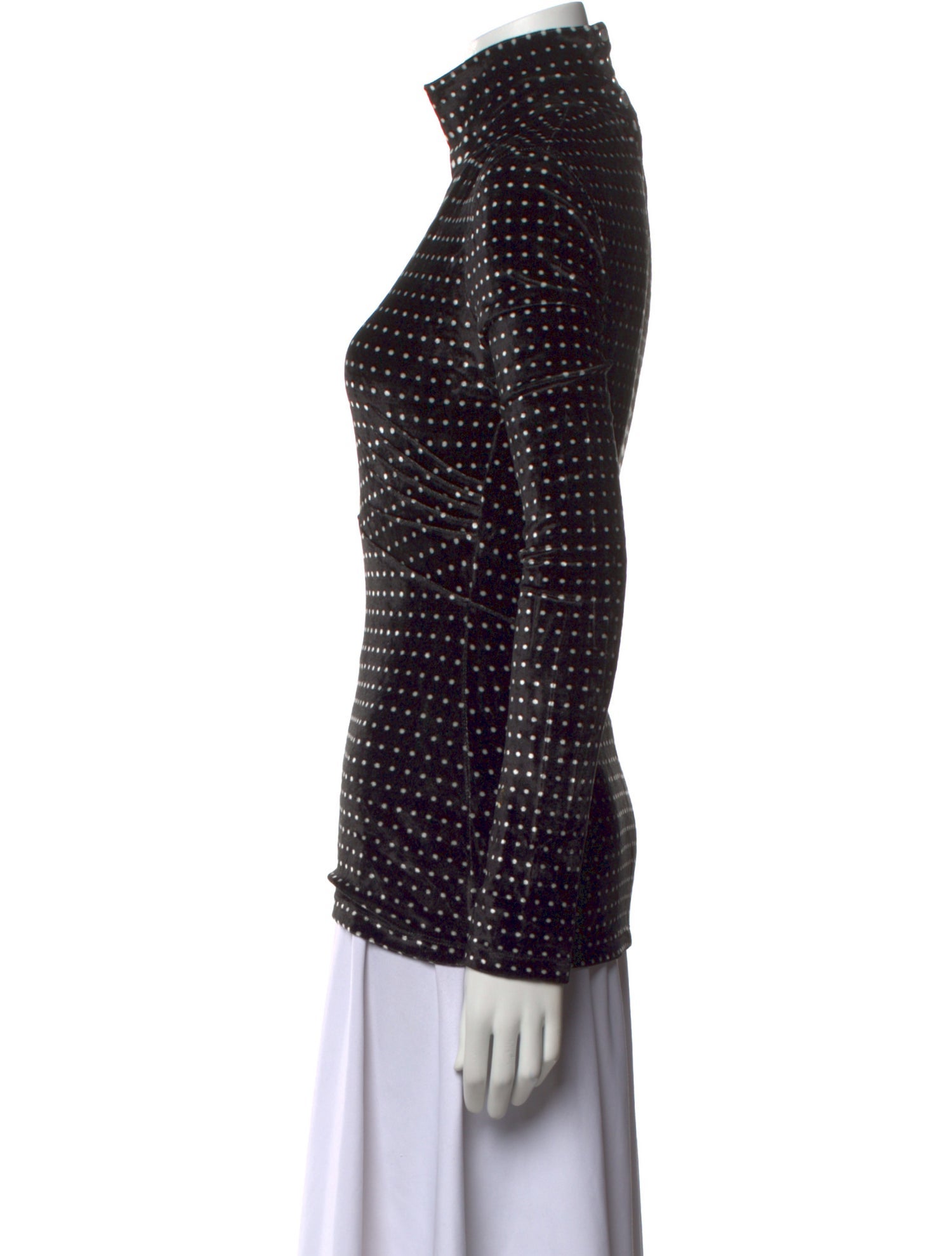Paco Rabanne Polka Dot Print Mock Neck Top