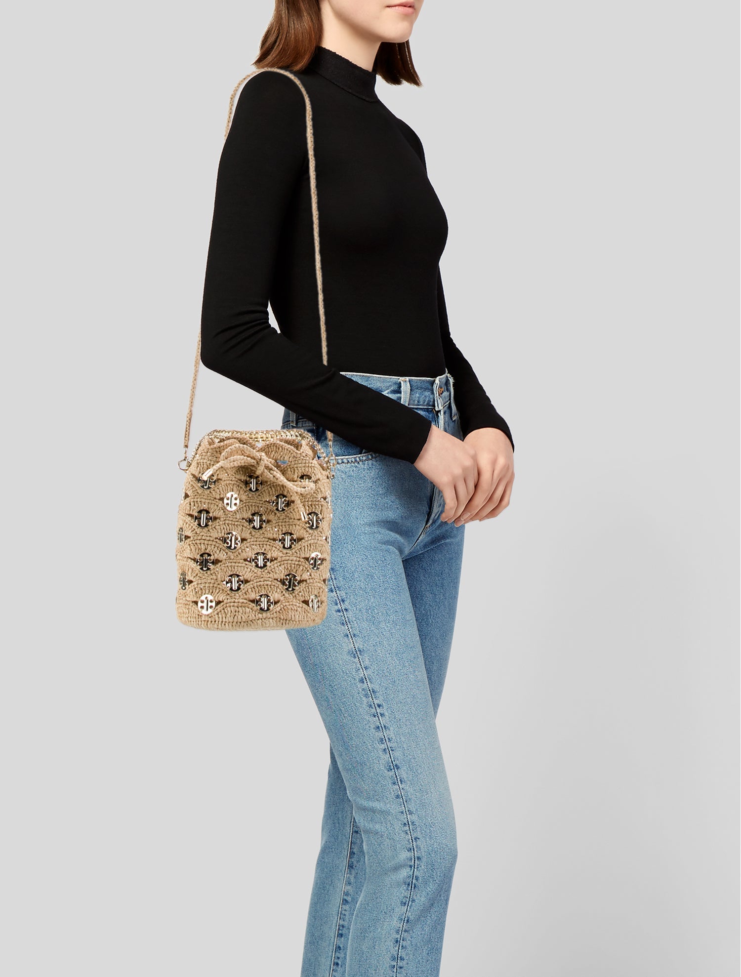 Paco Rabanne Raffia Bucket Bag
