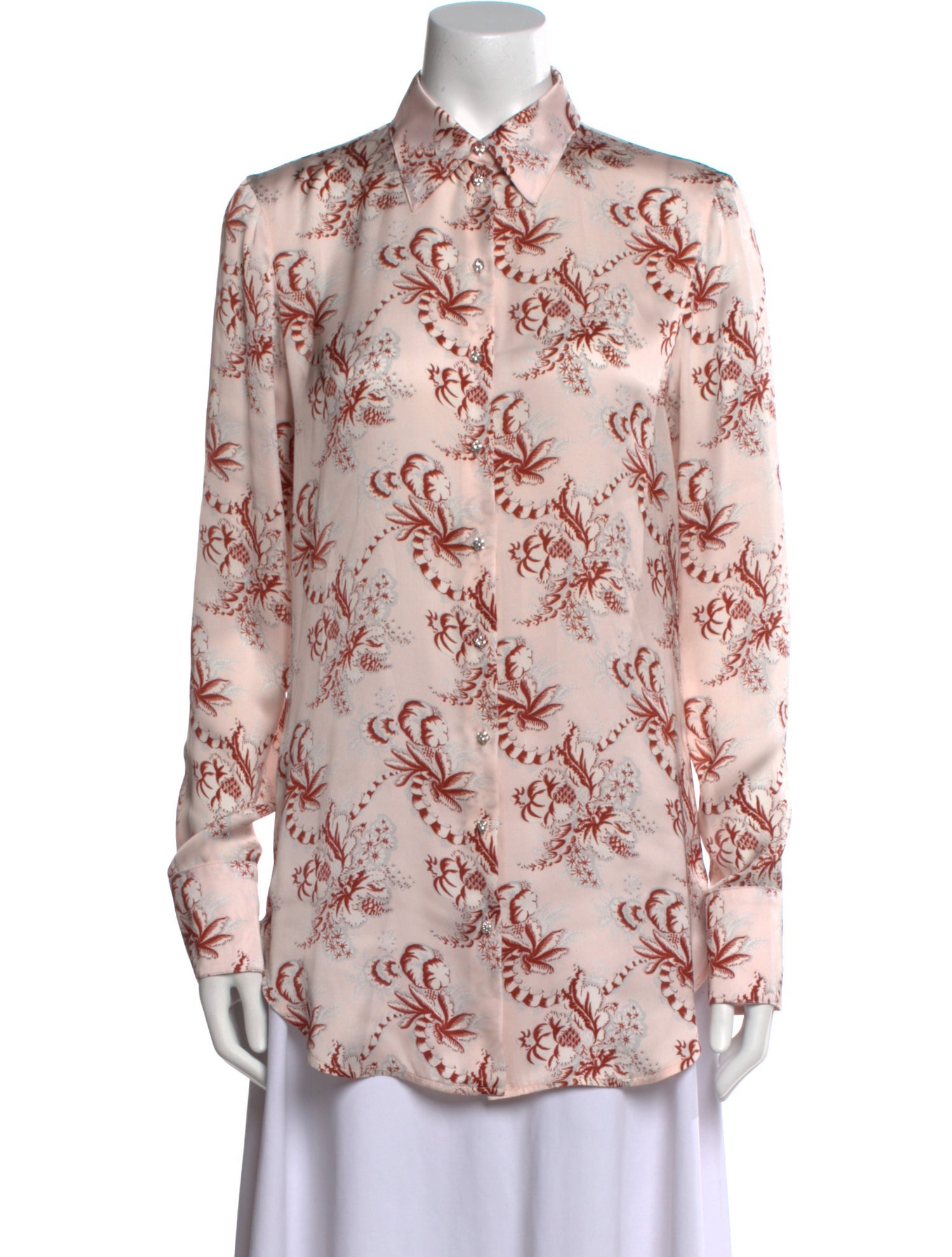 Paco Rabanne Printed Long Sleeve Button-Up Top