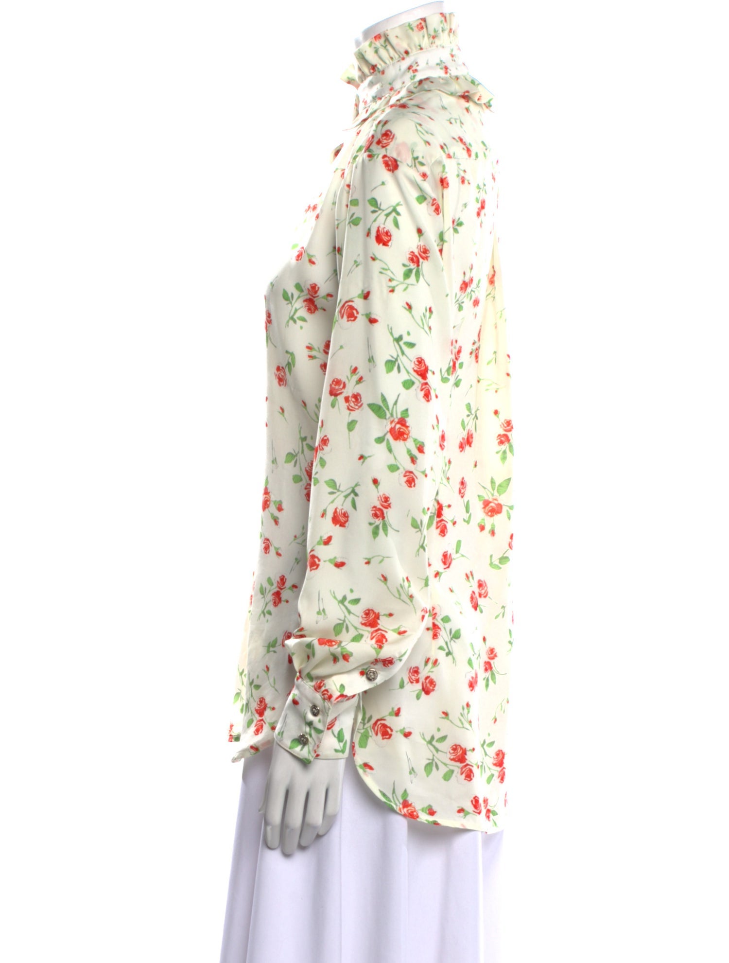 Paco Rabanne Floral Print Mock Neck Blouse