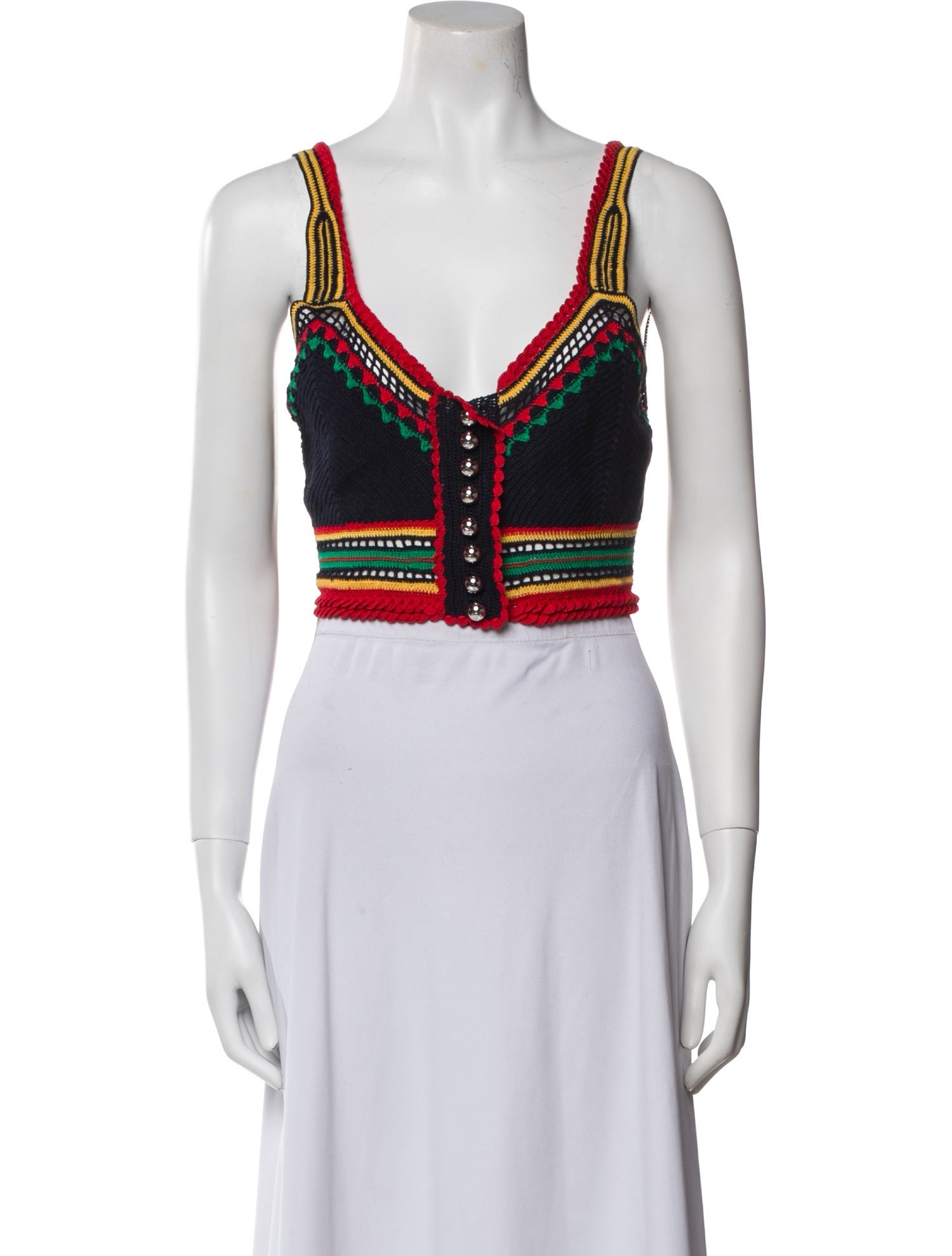 Paco Rabanne Striped V-Neck Crop Top w/ Tags