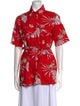 Paco Rabanne Floral Print Short Sleeve Button-Up Top
