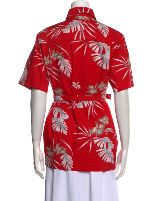 Paco Rabanne Floral Print Short Sleeve Button-Up Top