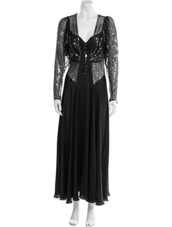 Paco Rabanne V-Neck Long Dress