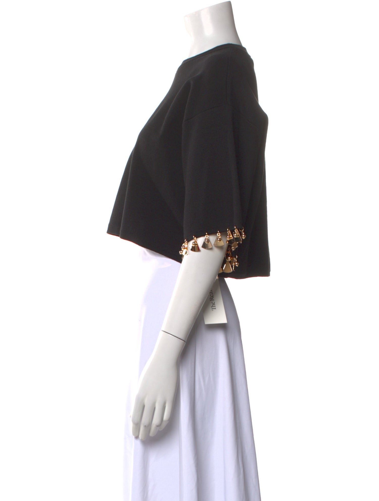 Rabanne Crew Neck Three-Quarter Sleeve Crop Top