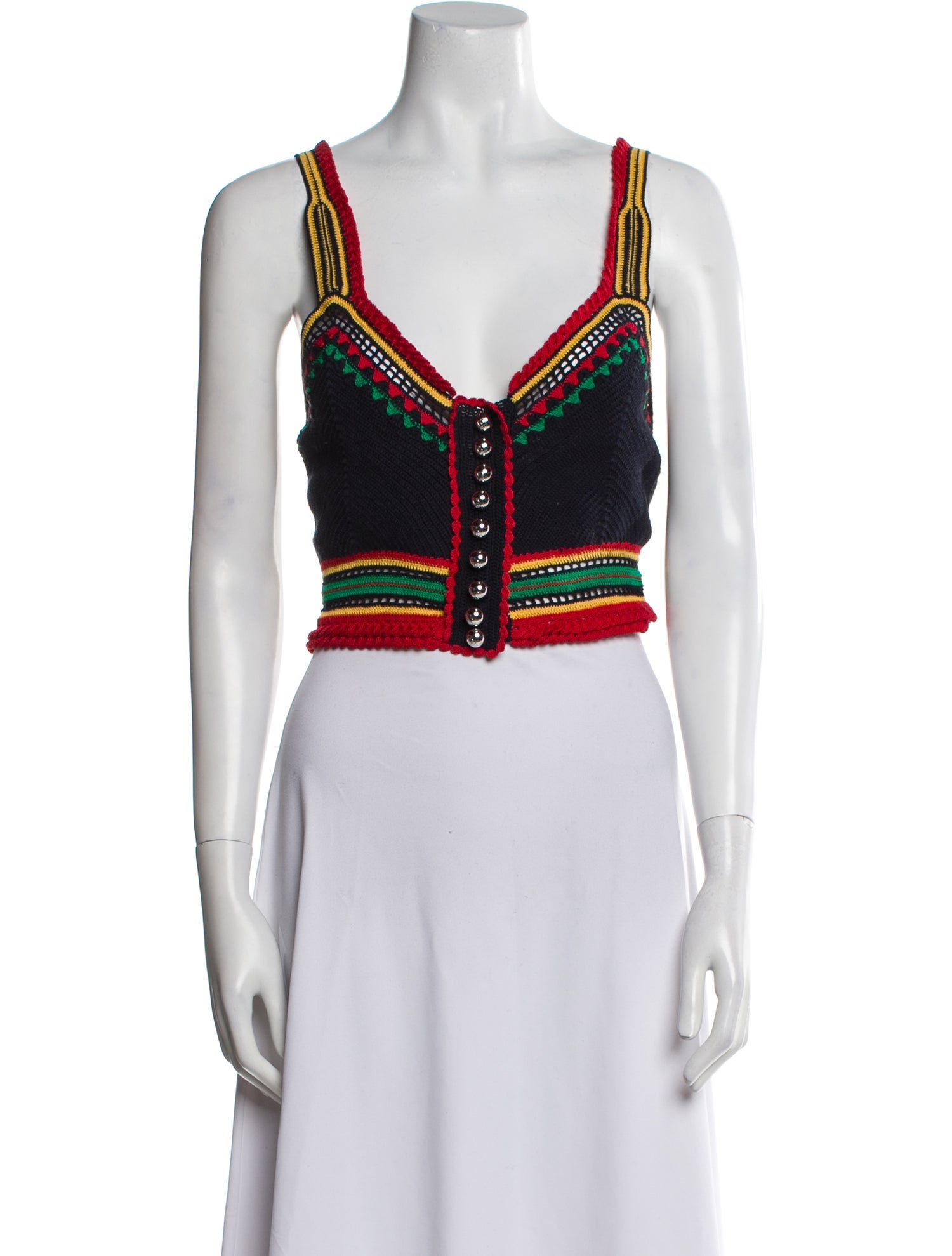 Paco Rabanne Striped Square Neckline Crop Top