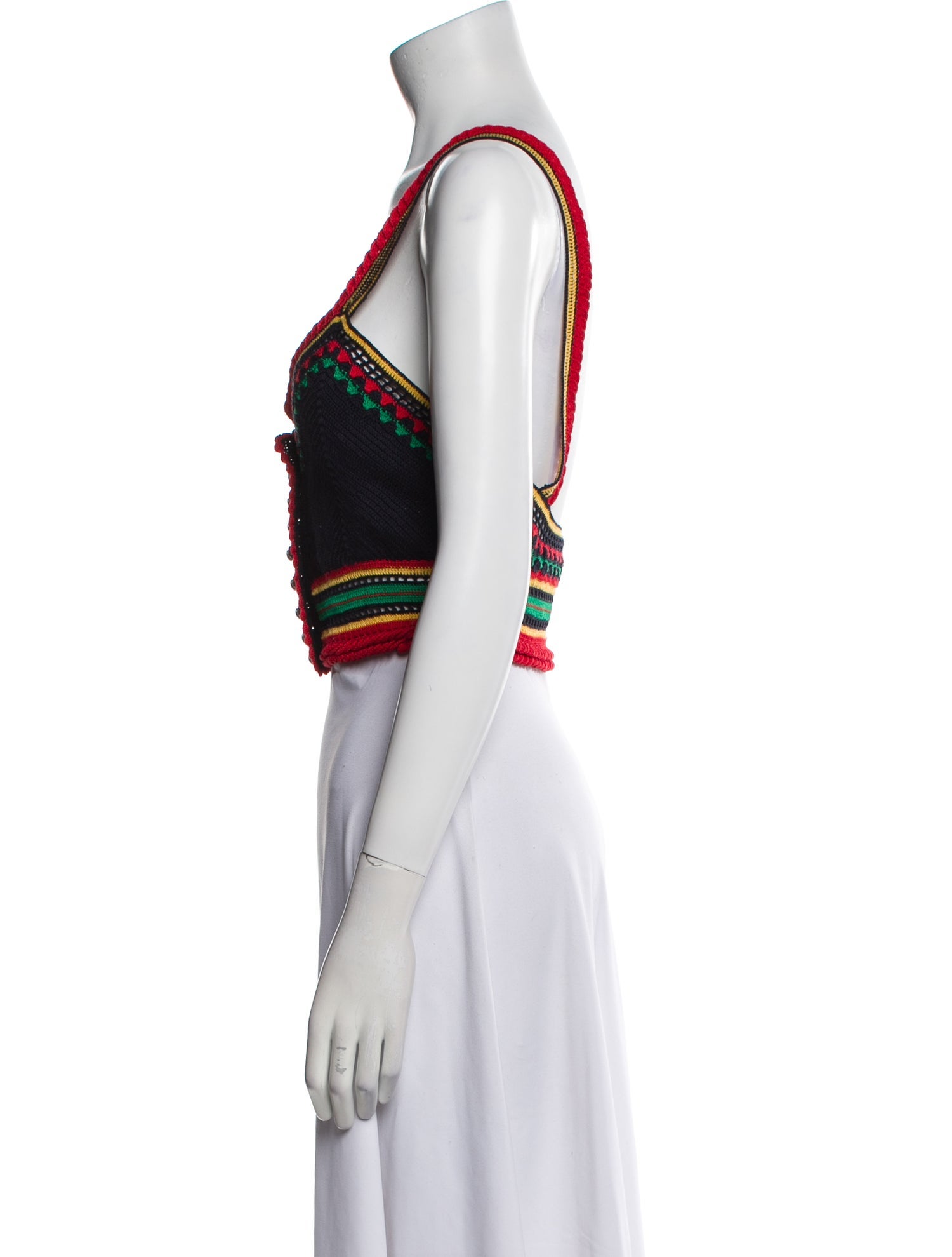 Paco Rabanne Striped Square Neckline Crop Top