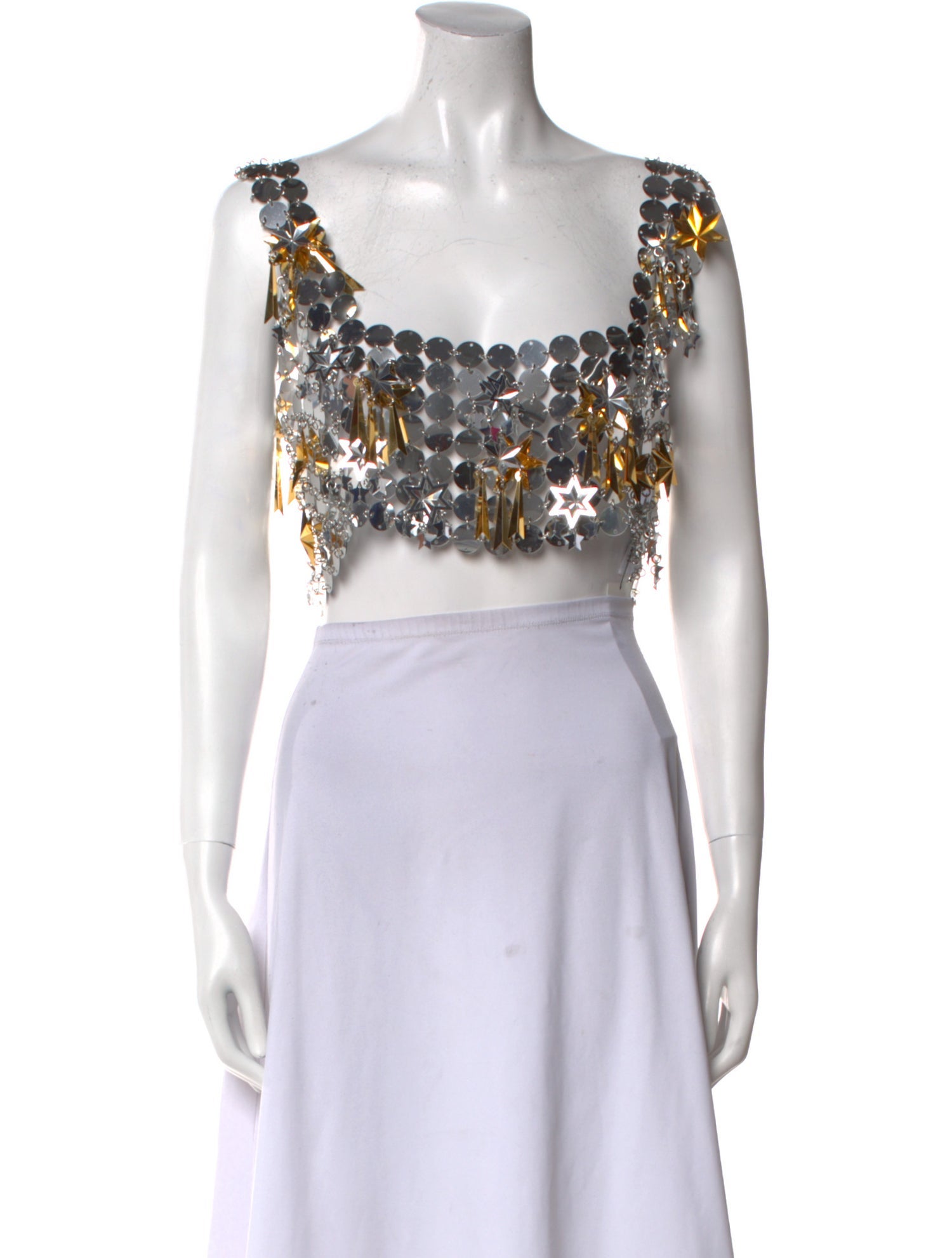 Paco Rabanne Patterned Square Neckline Crop Top