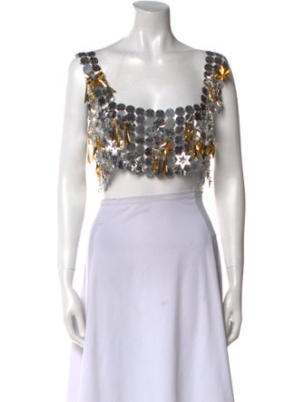 Paco Rabanne Patterned Square Neckline Crop Top