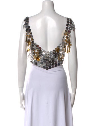 Paco Rabanne Patterned Square Neckline Crop Top