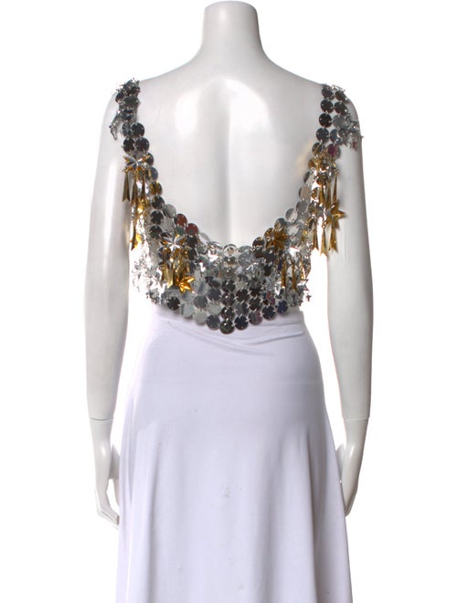 Paco Rabanne Patterned Square Neckline Crop Top