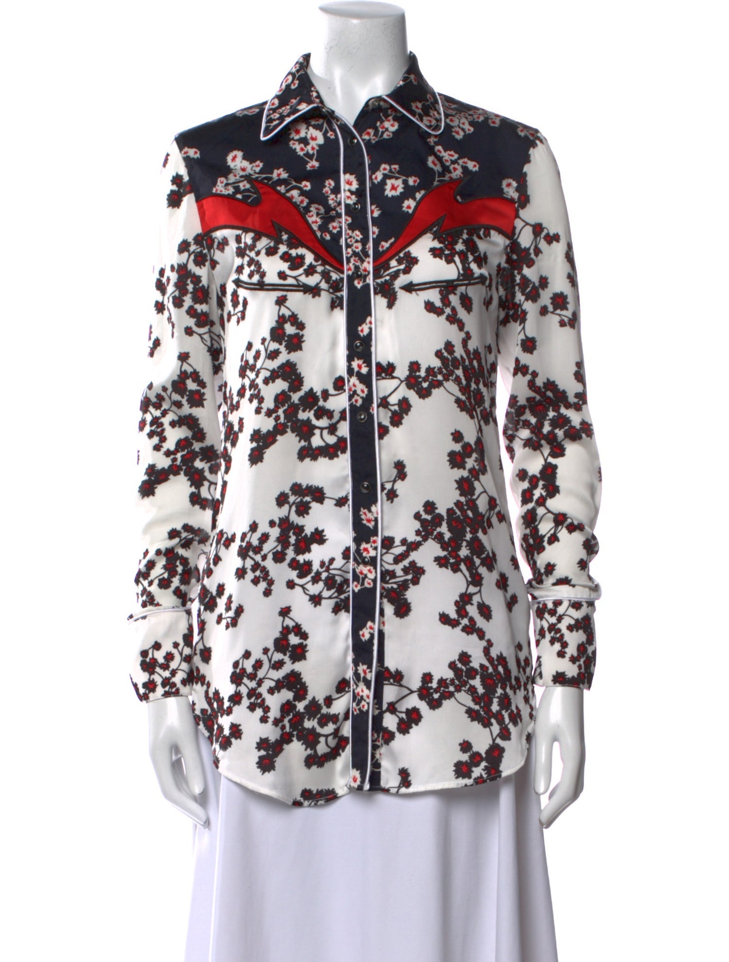 Paco Rabanne Printed Long Sleeve Button-Up Top