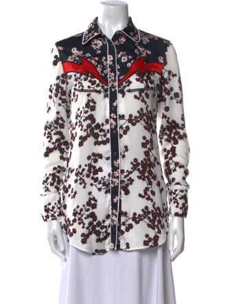 Paco Rabanne Printed Long Sleeve Button-Up Top