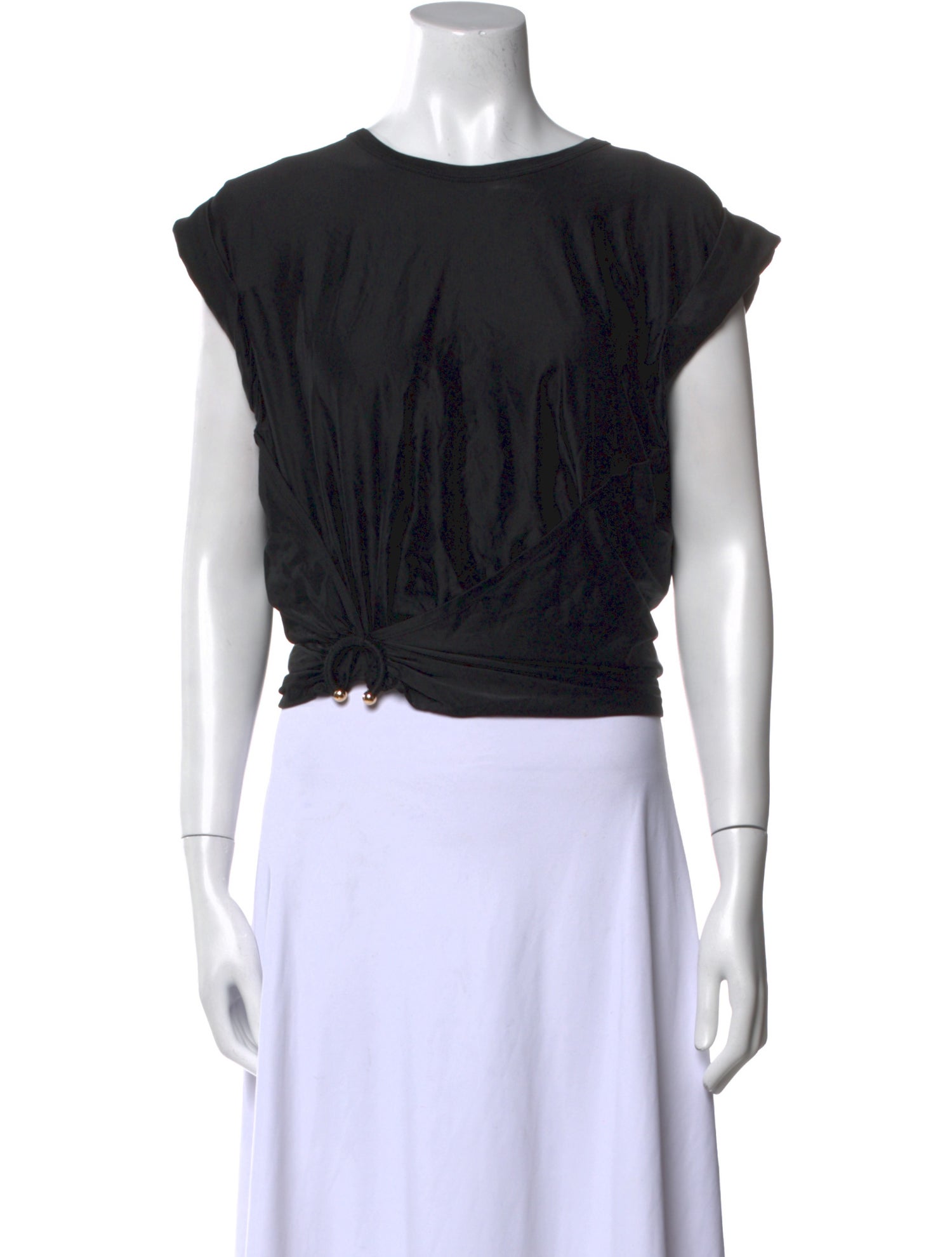 Rabanne Bateau Neckline Short Sleeve Crop Top