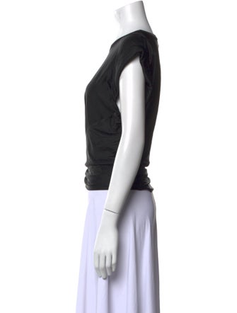 Rabanne Bateau Neckline Short Sleeve Crop Top