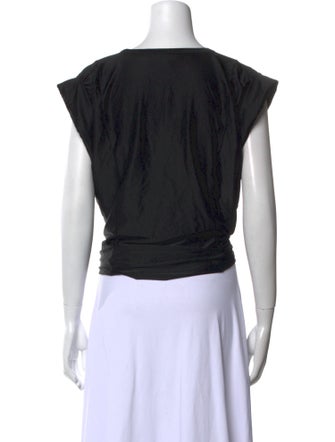 Rabanne Bateau Neckline Short Sleeve Crop Top