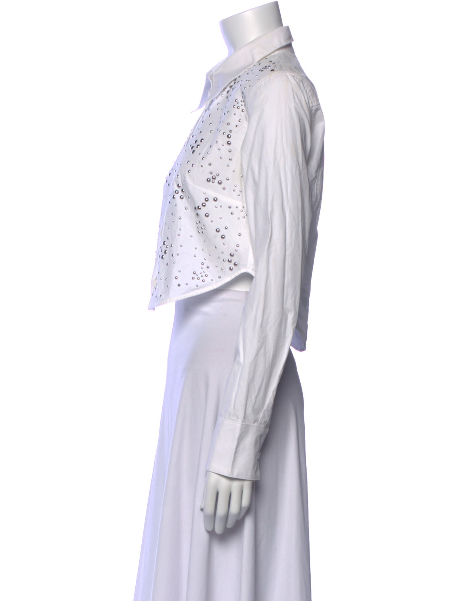 Paco Rabanne Printed Long Sleeve Crop Top