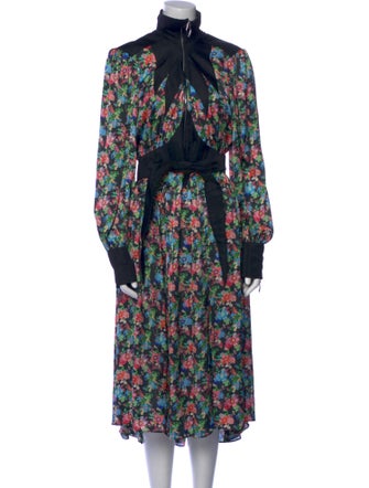 Paco Rabanne Floral Print Midi Length Dress