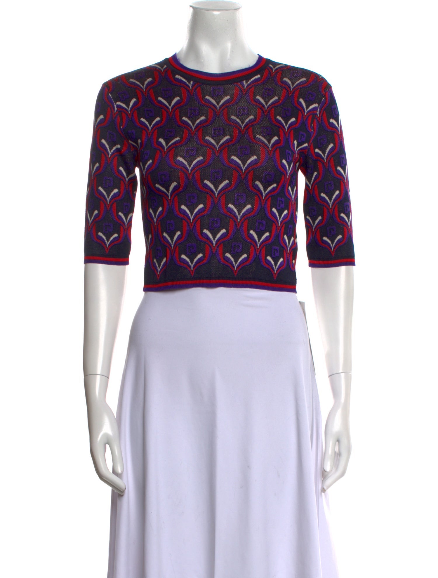 Paco Rabanne Printed Crew Neck Crop Top