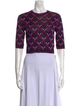 Paco Rabanne Printed Crew Neck Crop Top