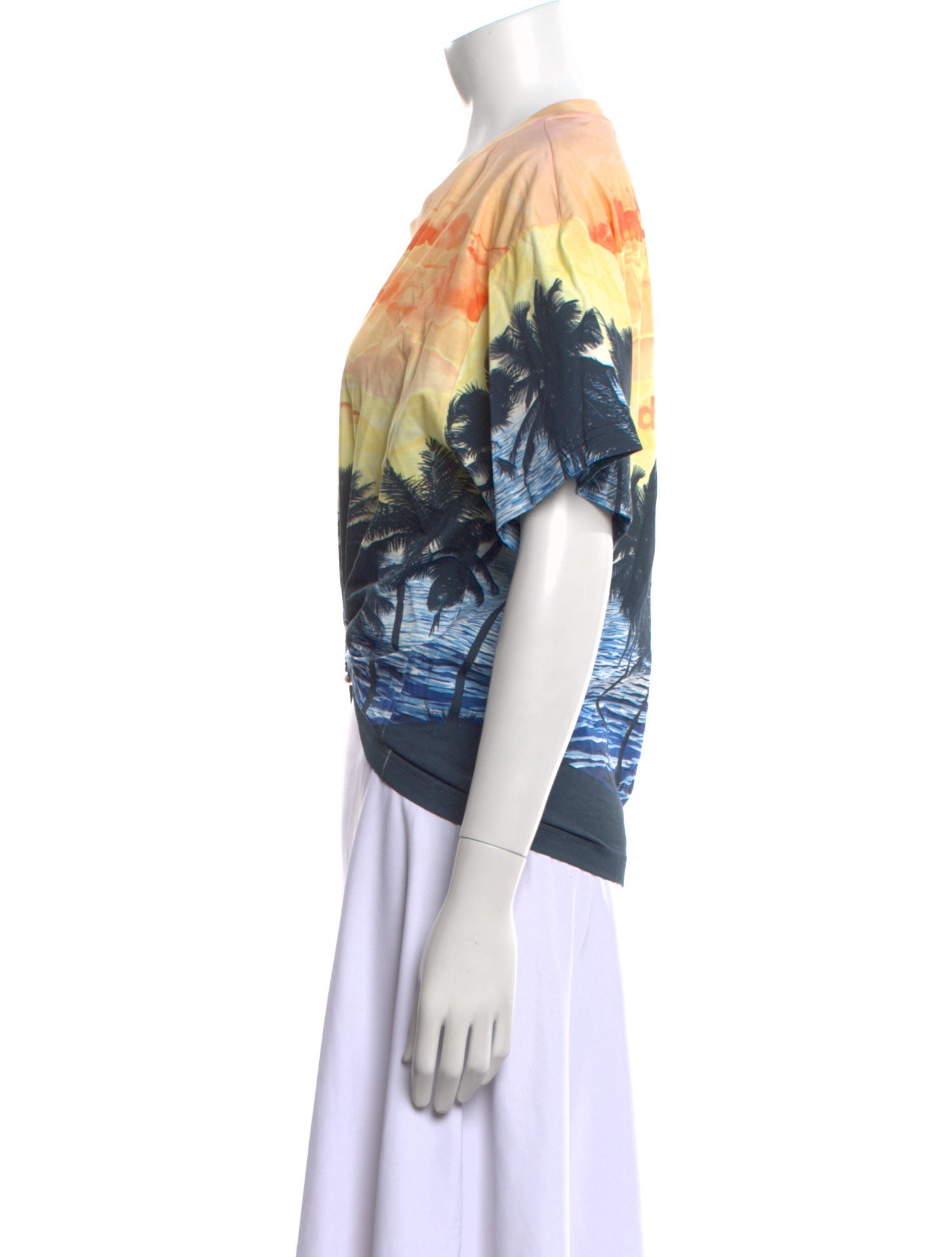 Paco Rabanne Tie-Dye Print Crew Neck Crop Top