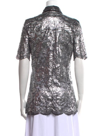 Paco Rabanne Nylon Lace Pattern Button-Up Top