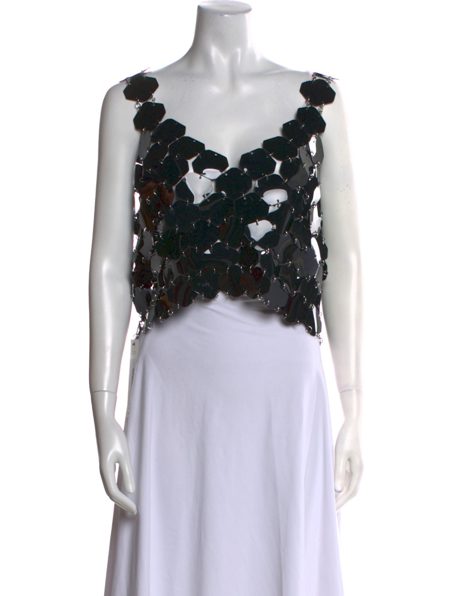 Paco Rabanne Lace Pattern V-Neck Crop Top