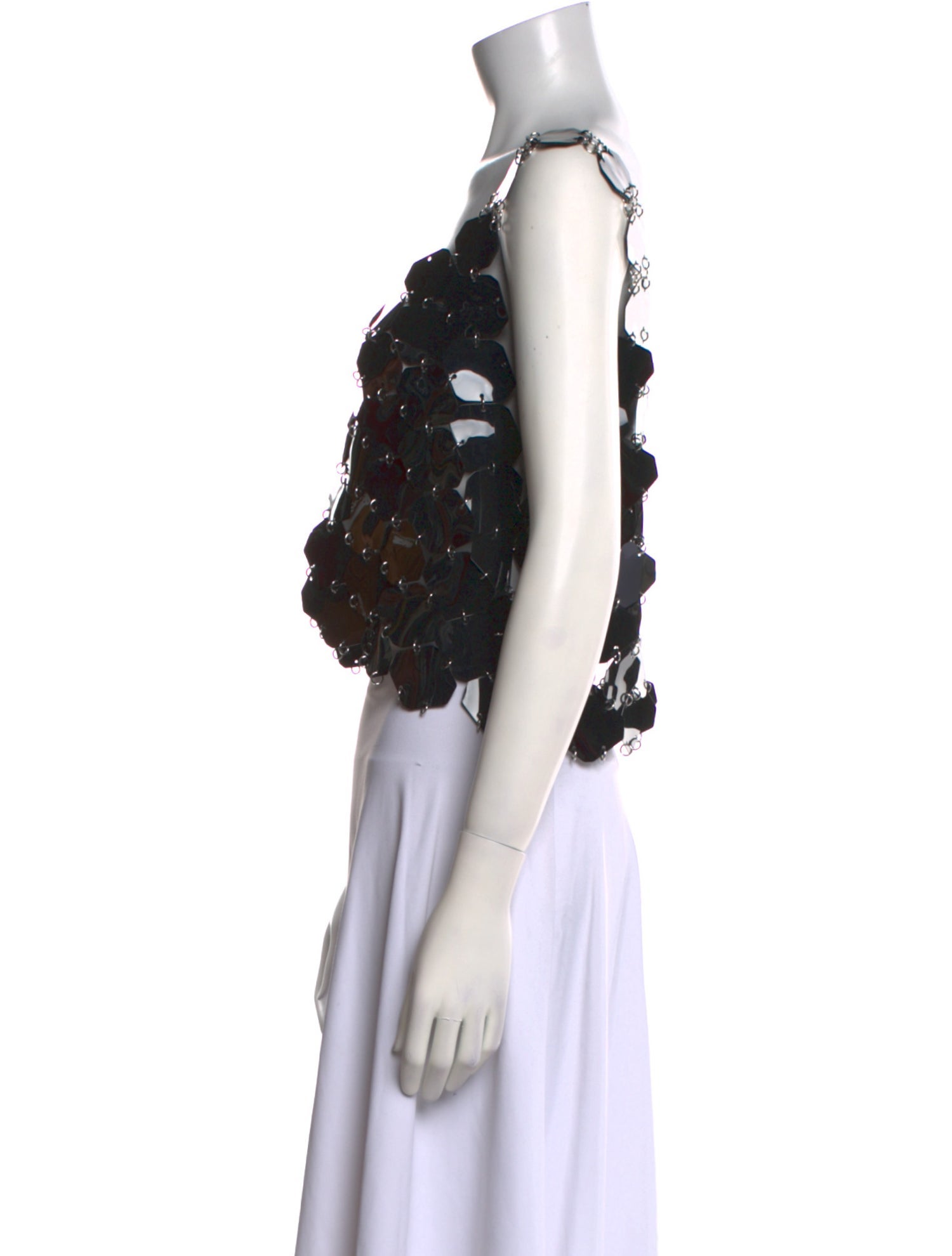 Paco Rabanne Lace Pattern V-Neck Crop Top