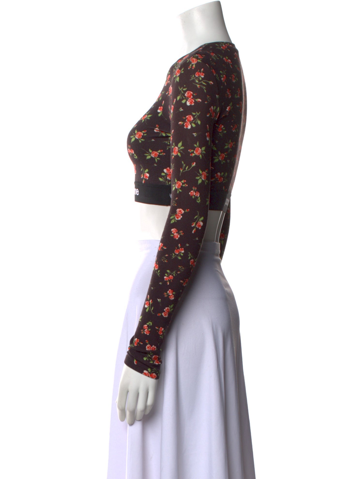 Paco Rabanne Floral Print Crew Neck Crop Top