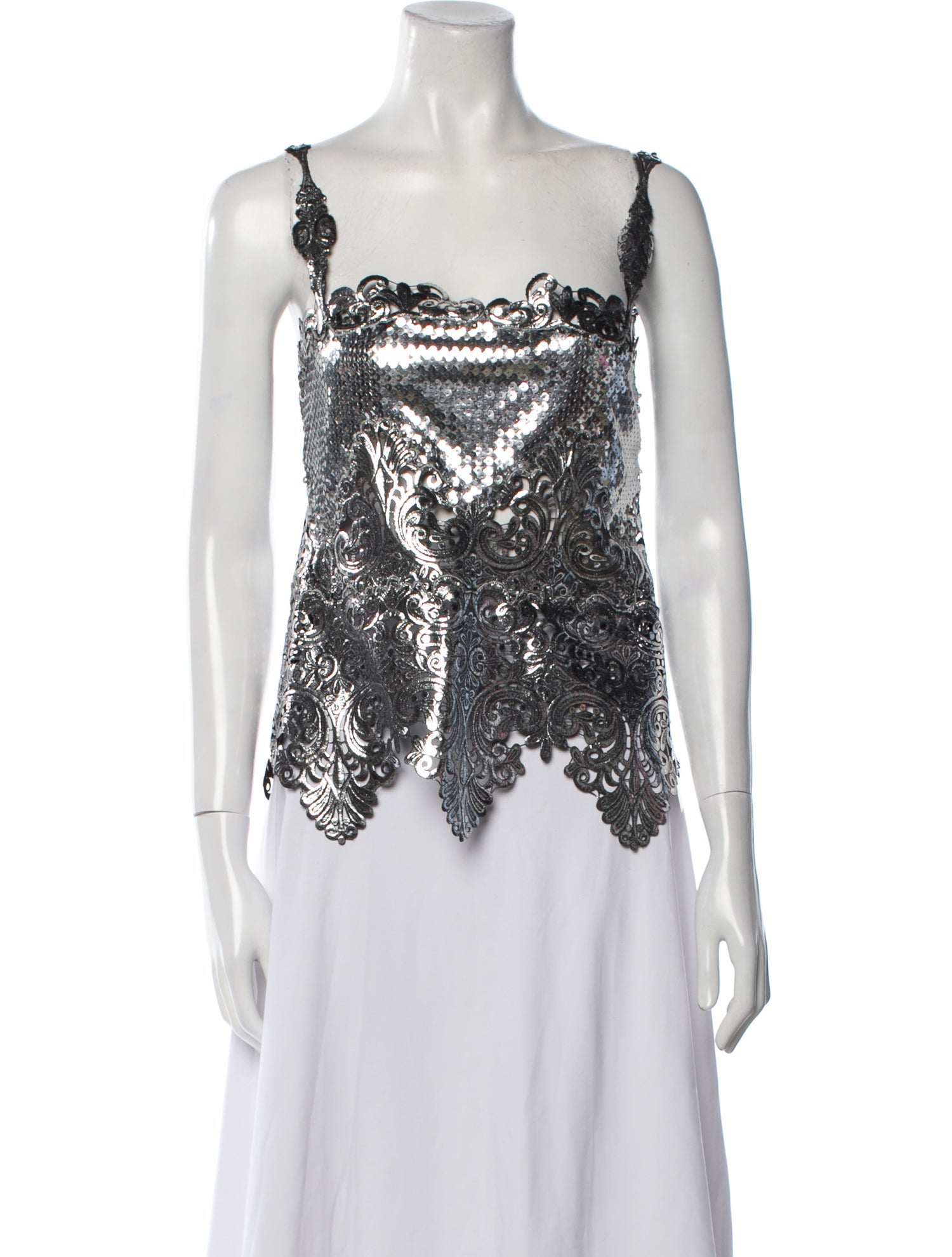 Paco Rabanne Lace Pattern Square Neckline Top