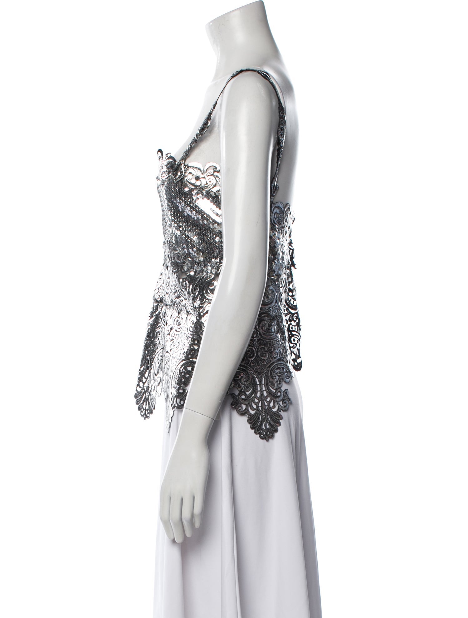 Paco Rabanne Lace Pattern Square Neckline Top