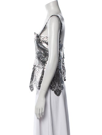 Paco Rabanne Lace Pattern Square Neckline Top