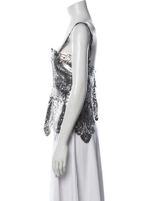 Paco Rabanne Lace Pattern Square Neckline Top