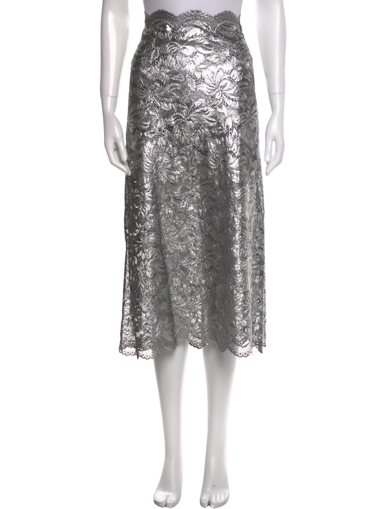 Paco Rabanne Lace Trim Embellishment Midi Length Skirt